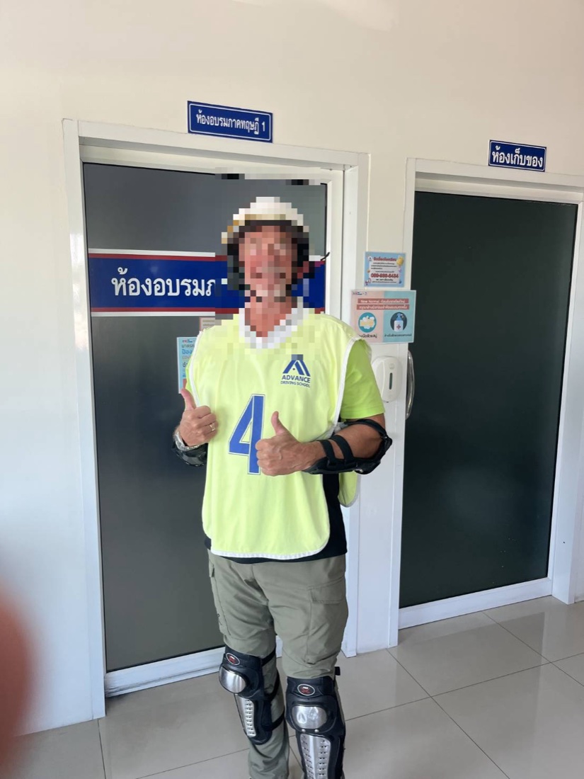 Client completing the driving test